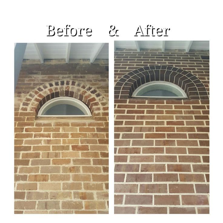 Brick repointing before and after